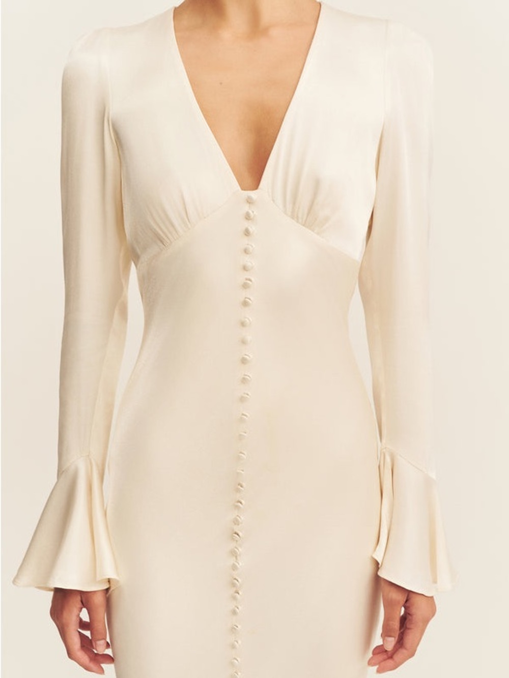 Shona Joy La Lune Frill Cuff Bias Midi Dress - Cream - Picture 4 of 7